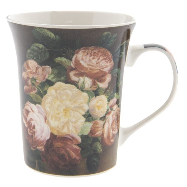 Tazza con fiori in porcellana- Marrone