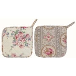 Presina in cotone – Grigio con rose
