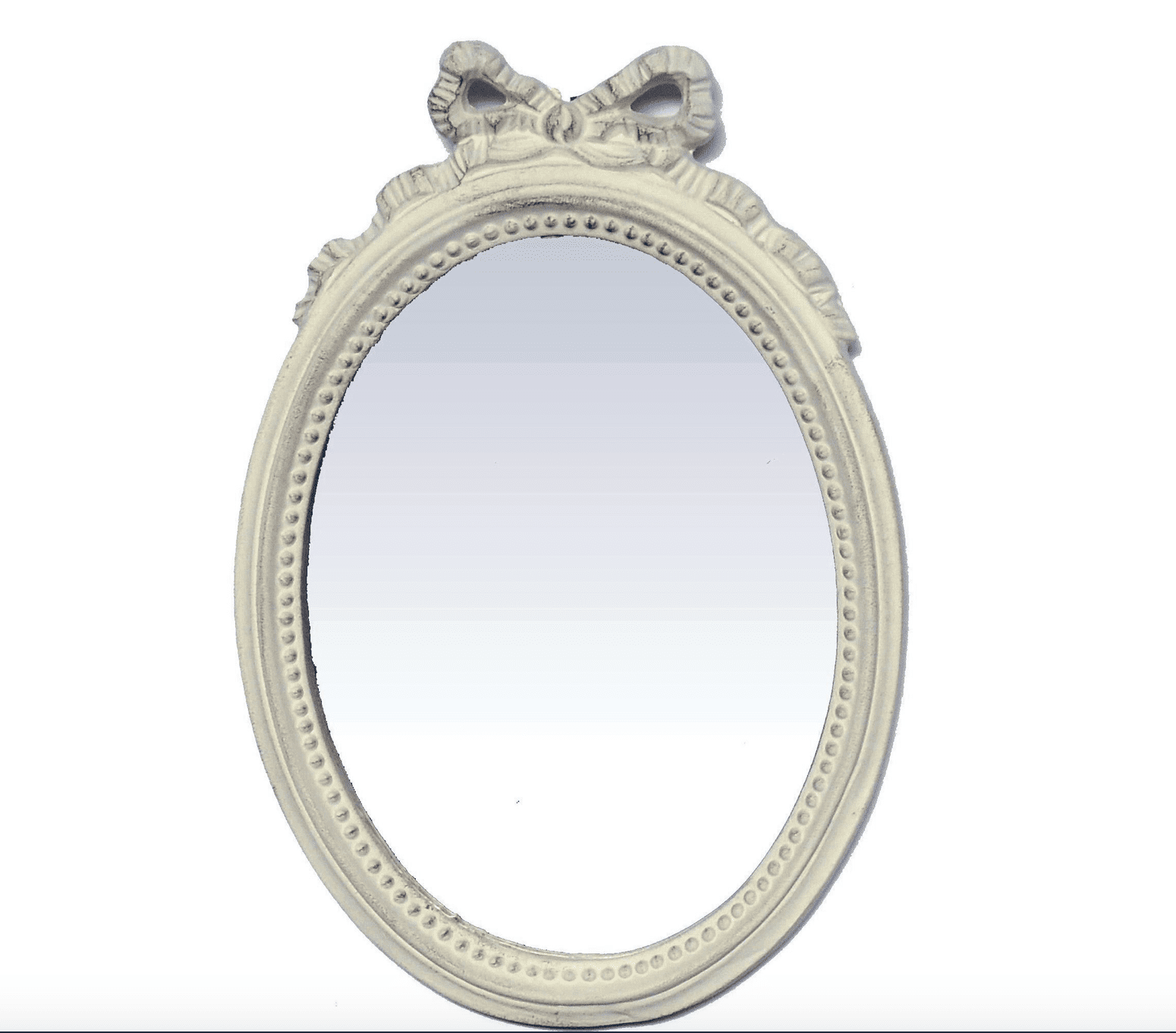 Specchio ovale con fiocco beige