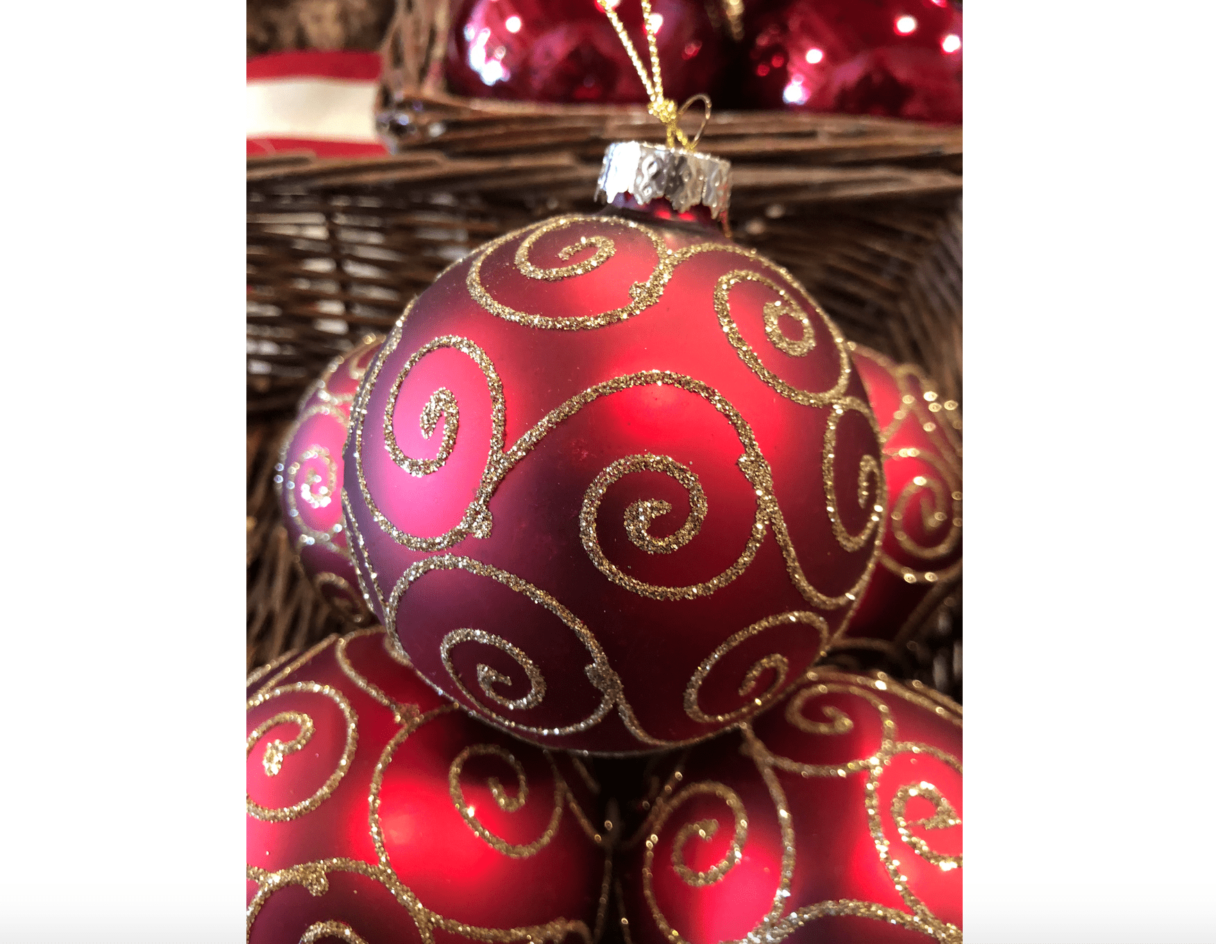 Piccola palla di Natale – Rossa con decori dorati