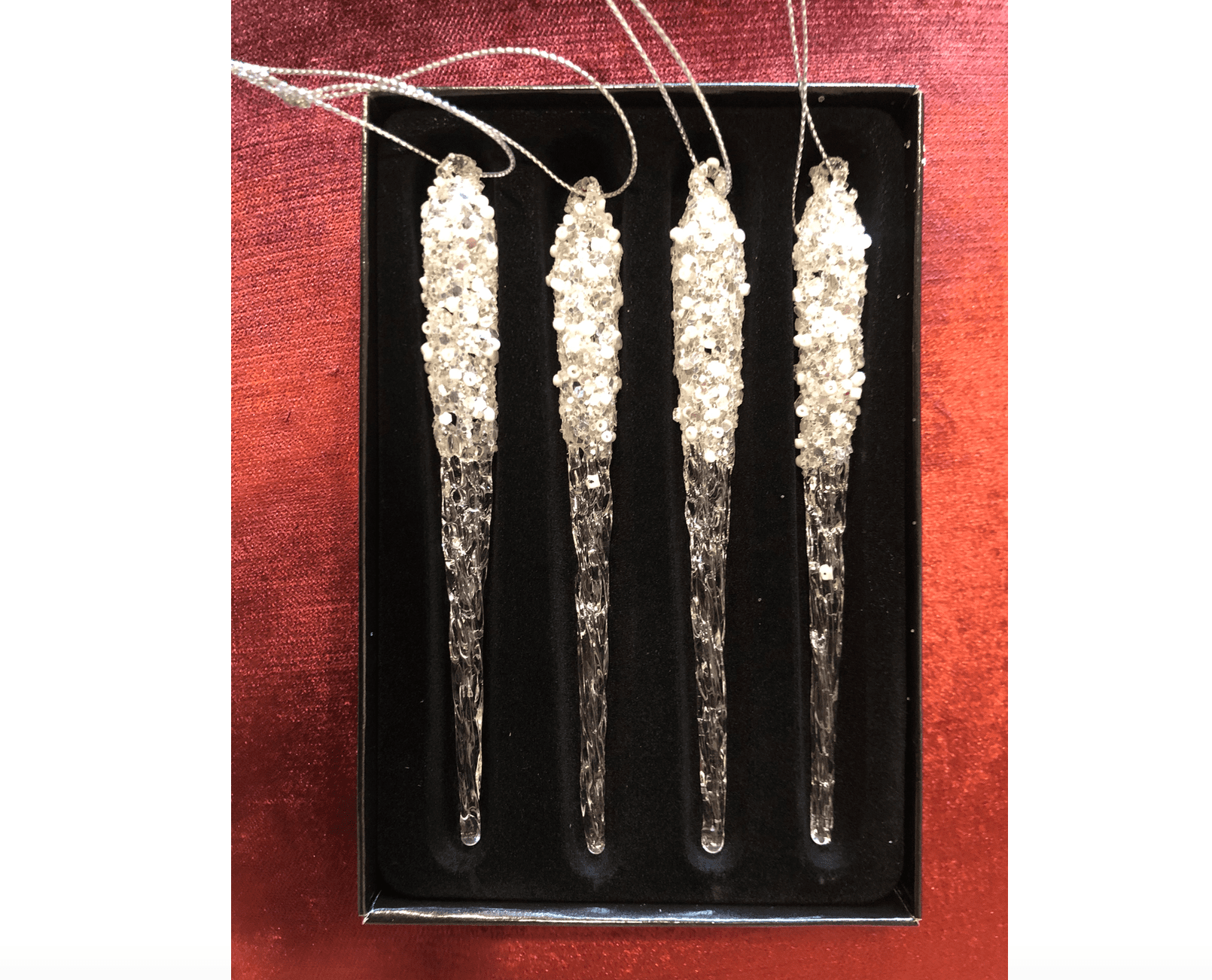 Set 4 addobbi a forma di stalattiti piccoli in vetro