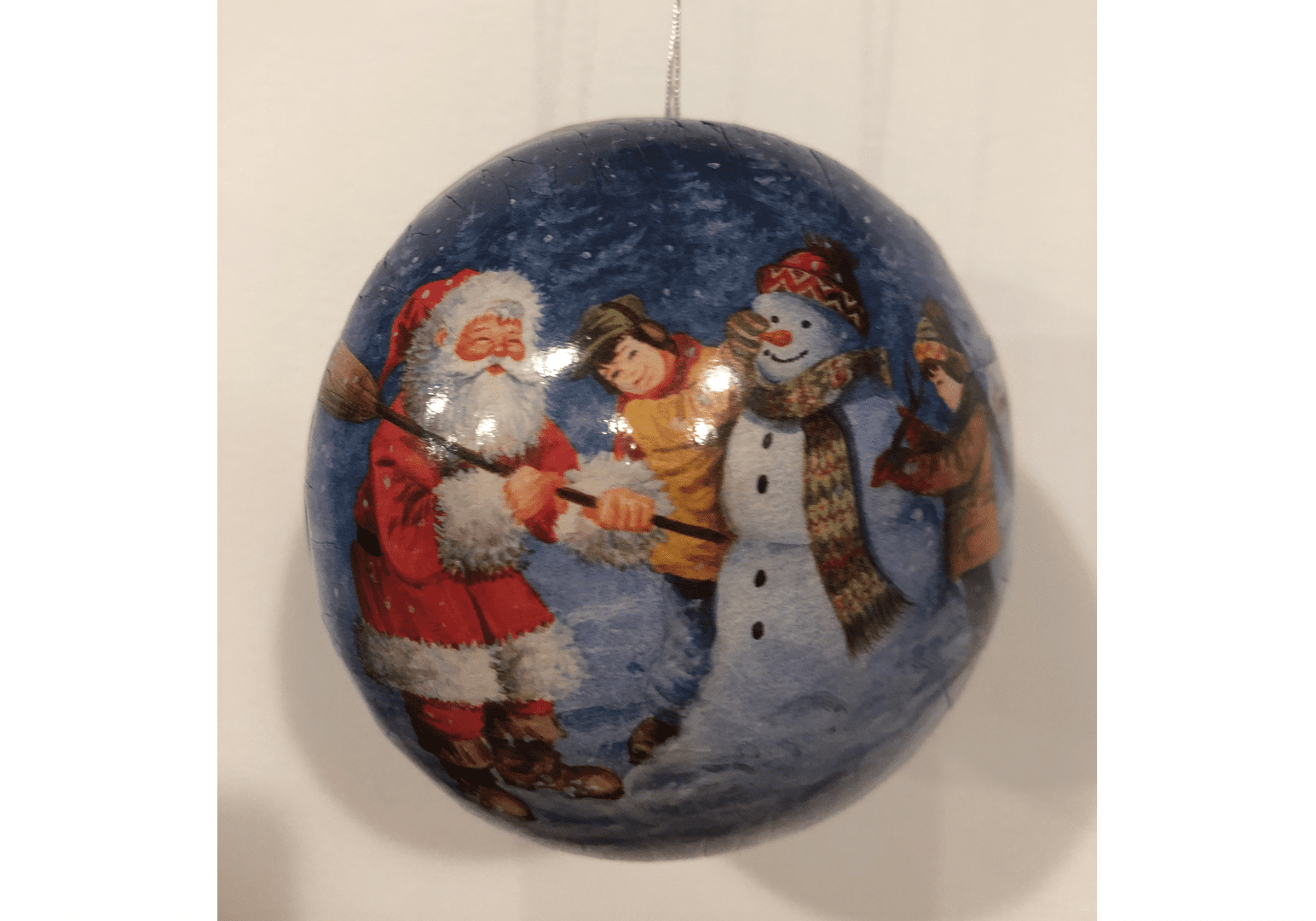 Palla di Natale apribile-Babbo Natale e pupazzo di neve