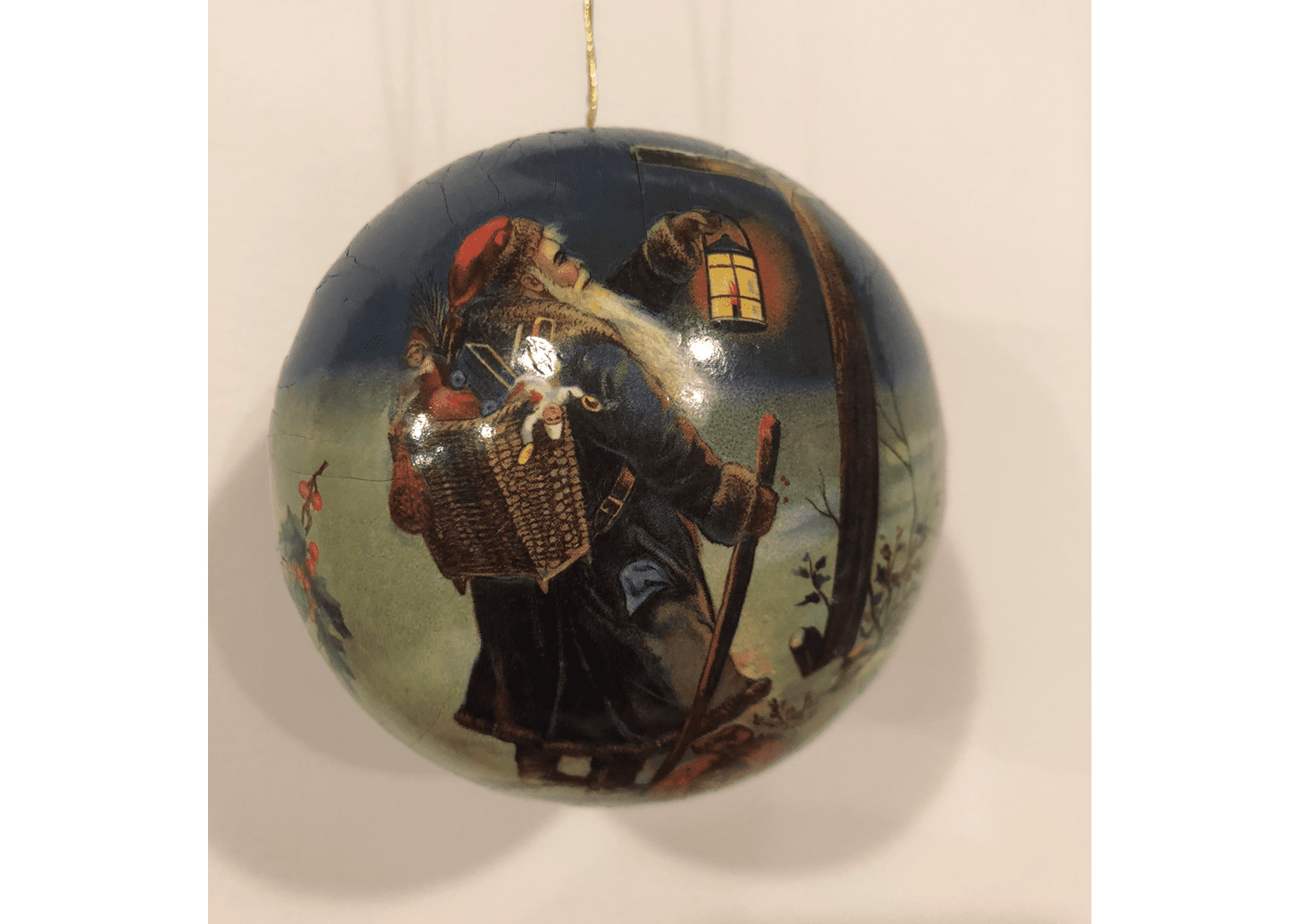 Palla di Natale apribile – Babbo Natale con lanterna