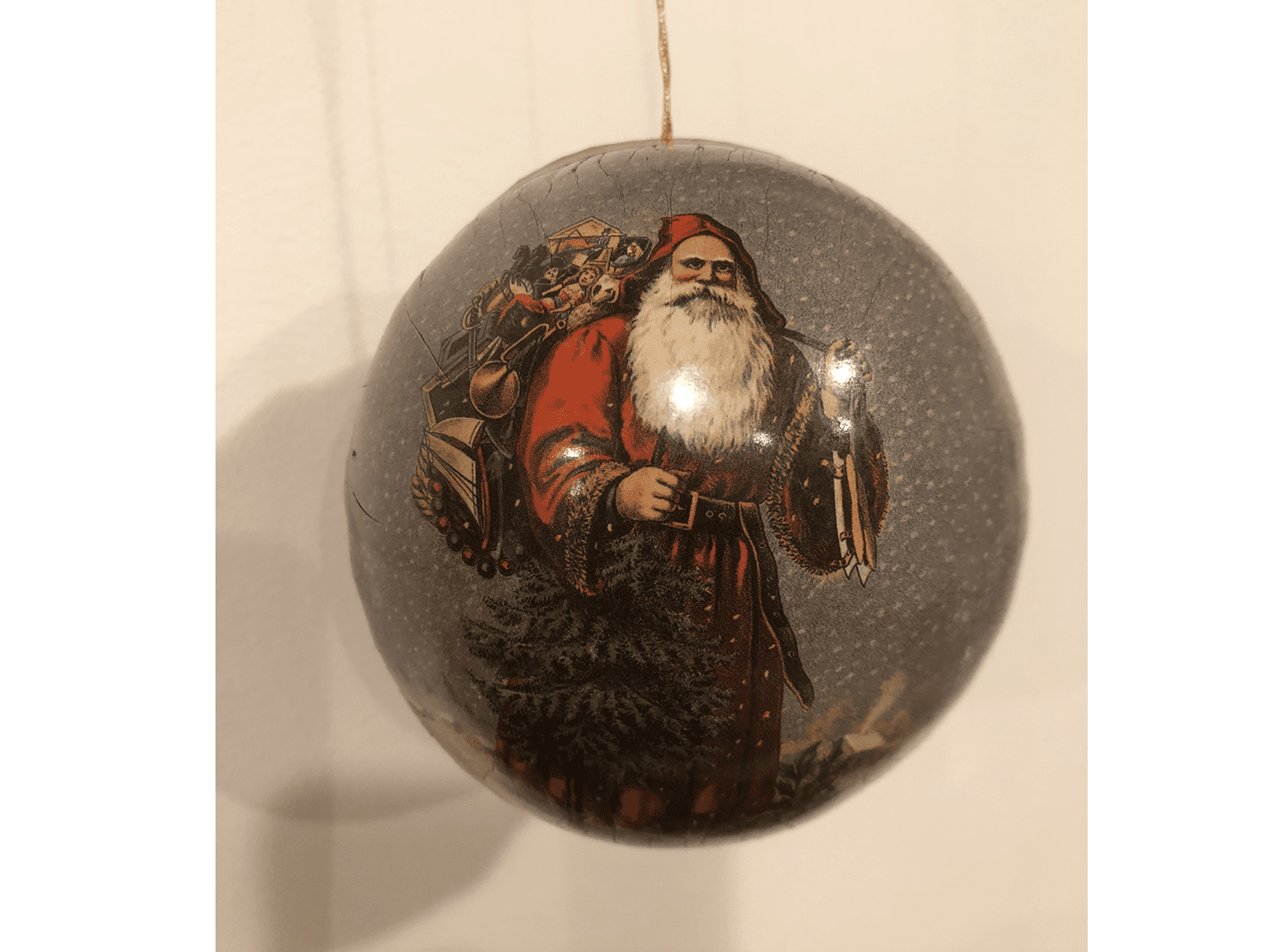 Palla di Natale apribile – Babbo Natale con sacca