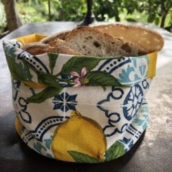 Porta pane in cotone – Blu e limone