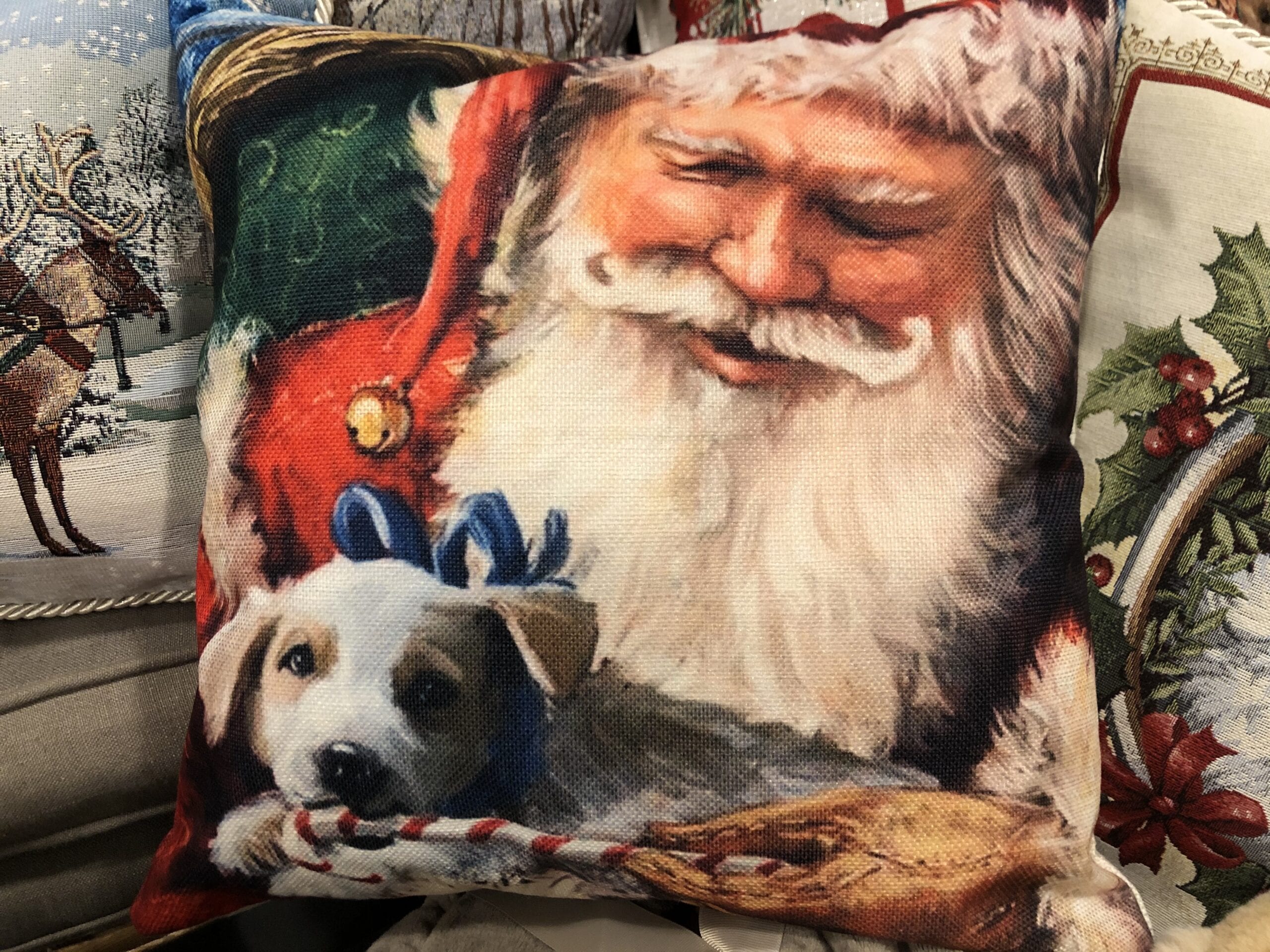 Cuscino quadrato – Babbo Natale con cagnolino