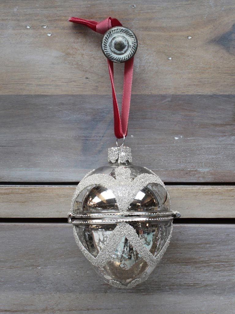 Scatola di Natale con mini perline – Argentato