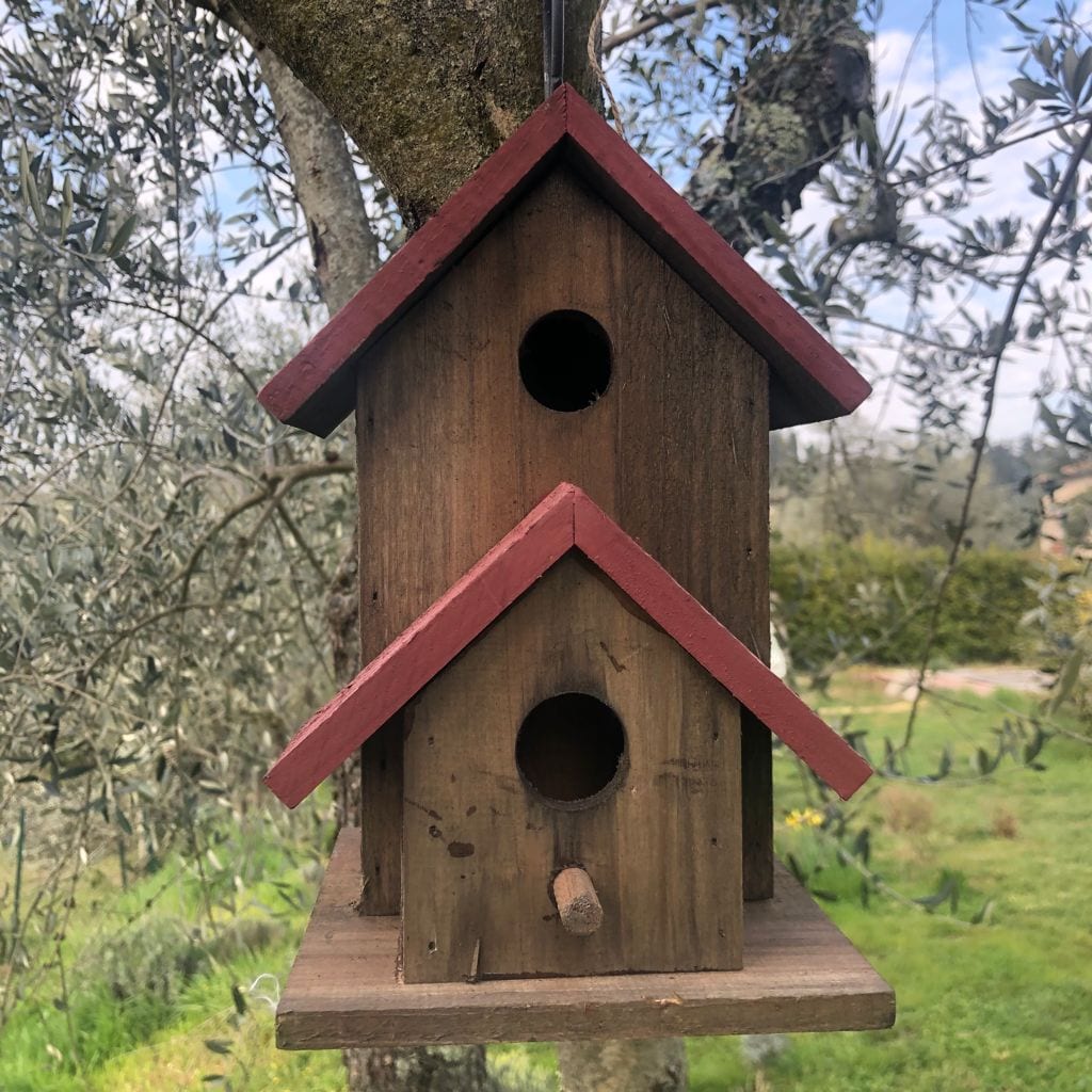 Casetta per uccelli in legno di colore naturale