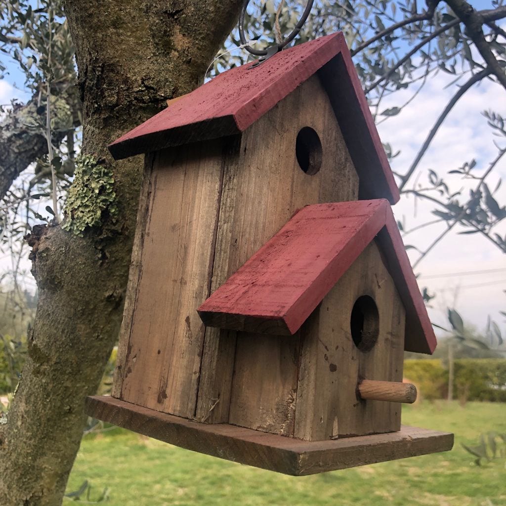 Casetta per uccelli in legno di colore naturale
