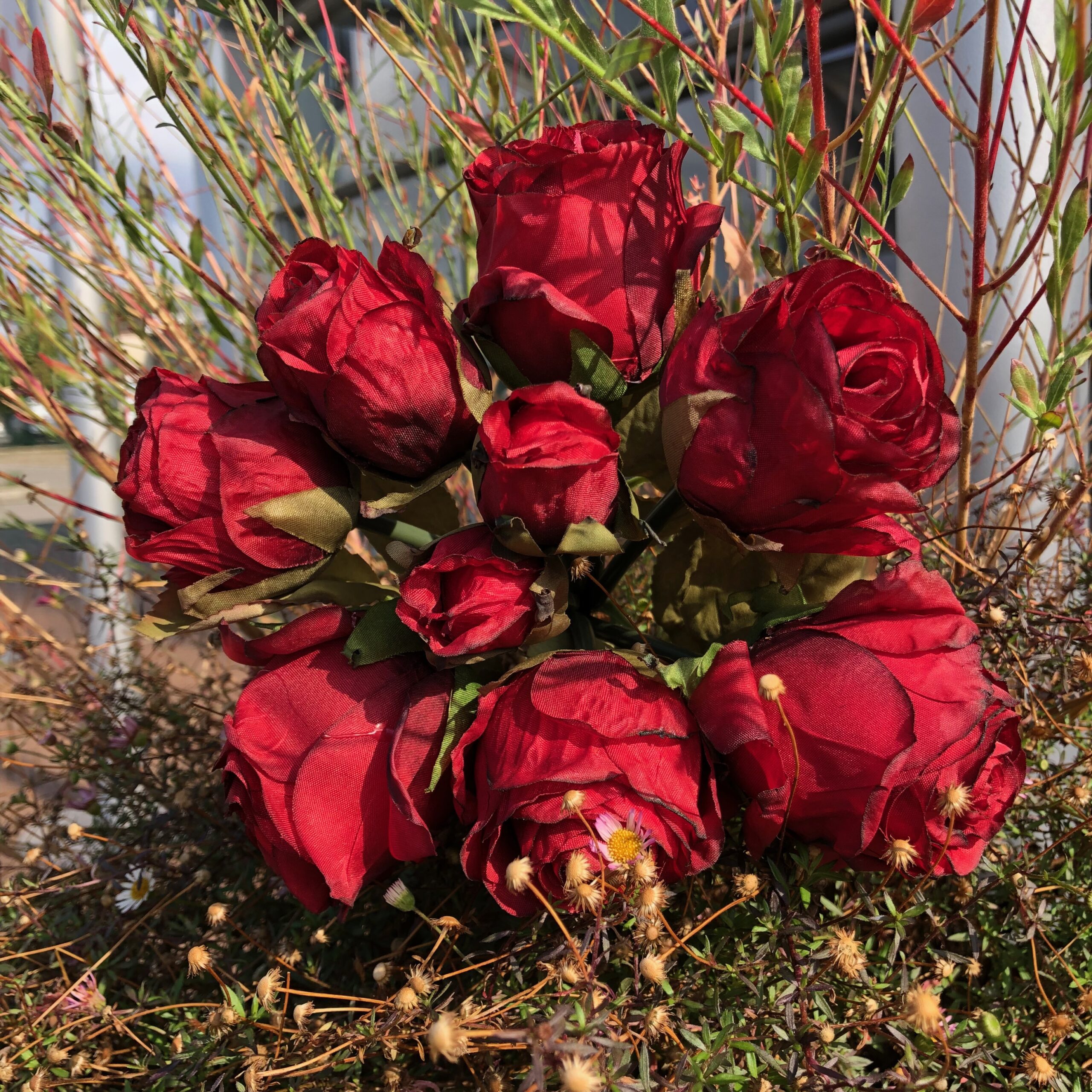 Mazzo di Rose finto secco – Rosso
