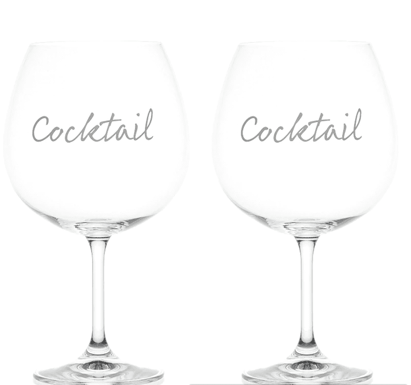 Set di 2 Calici  Scritta “Cocktail”