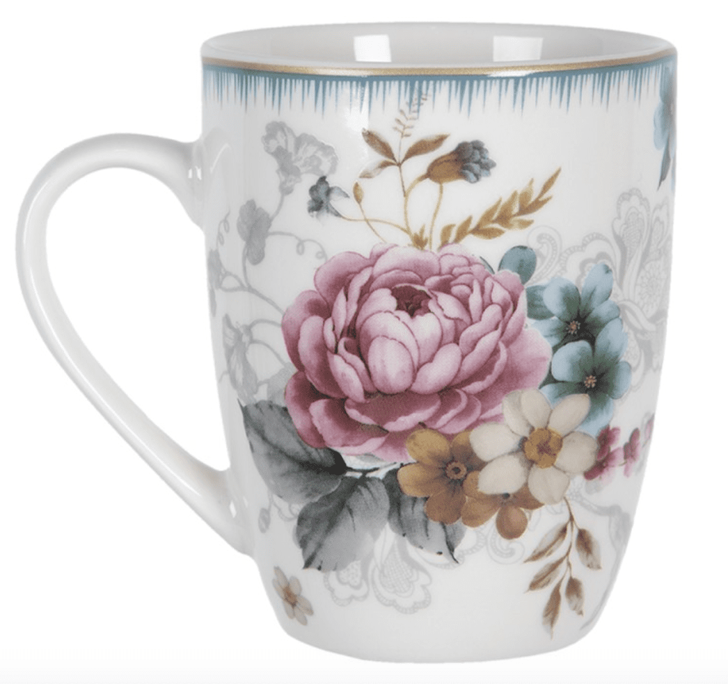 Tazza mug con fiori in porcellana