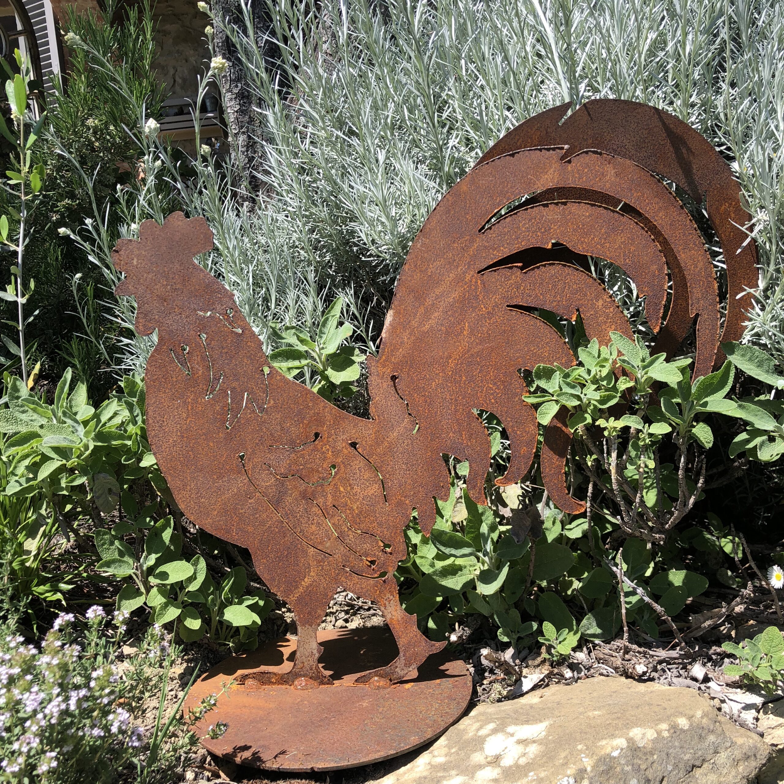 Gallo 3D in metallo arrugginito