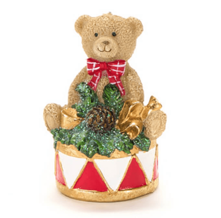 Decorazioni natalizie orsetto sul tamburo