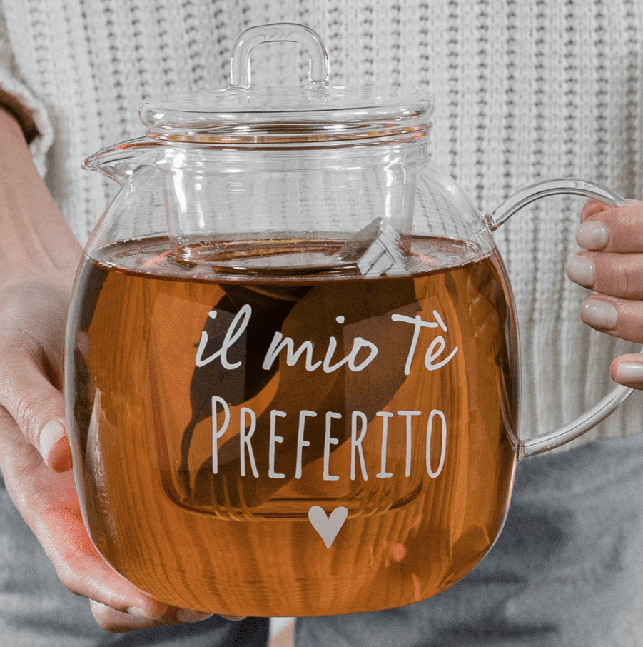 Teiera in vetro borosilicato ” Il Mio Tè Preferito “