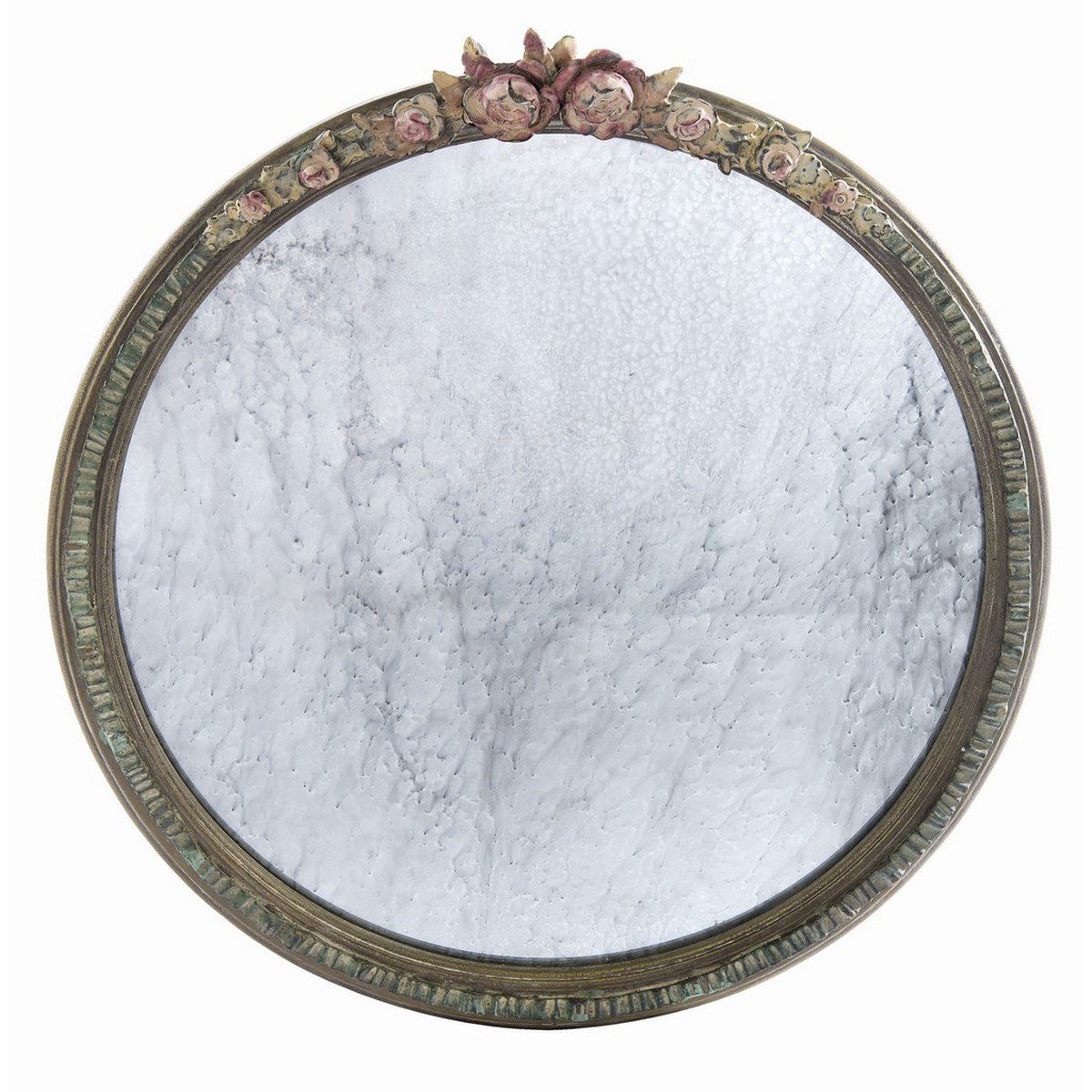 Specchio anticato rotondo don girlanda di rose