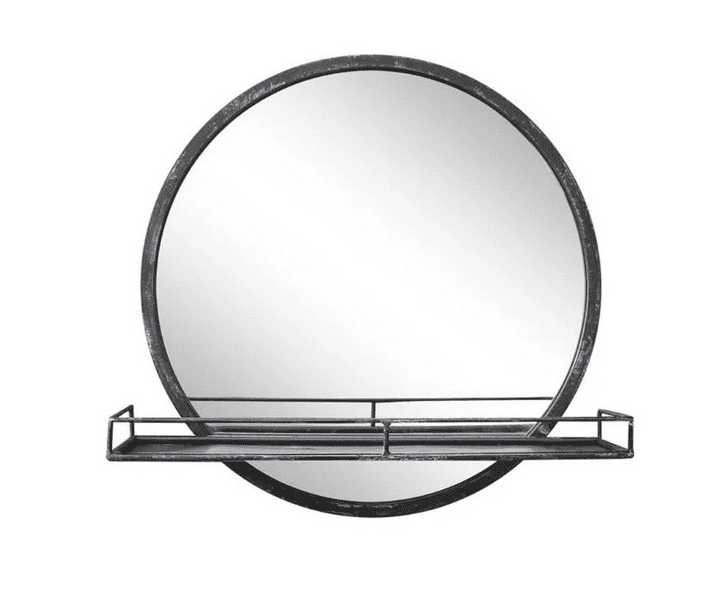 Specchio rotondo Nero con mensola , Chic Antique