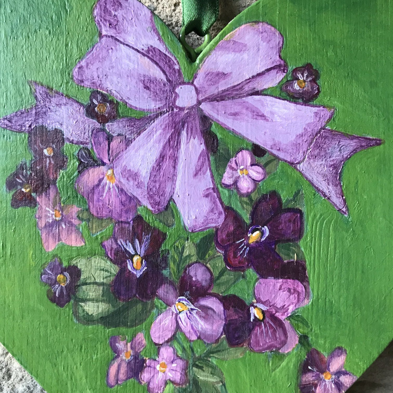 Grande Cuore in legno dipinto a mano ” Violetta”